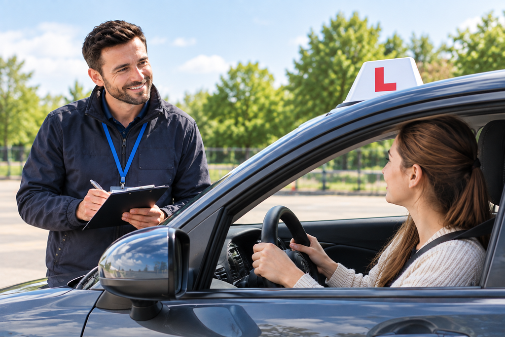 driving instructor giving driving lessons